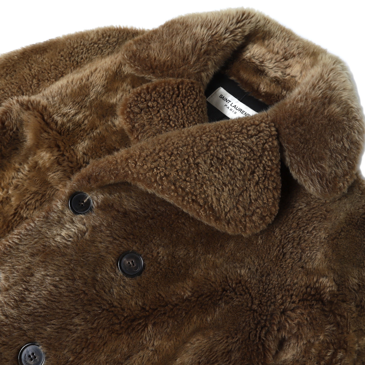 Saint Laurent Paris FW16 Shearling Fur Double Breasted Sample Coat