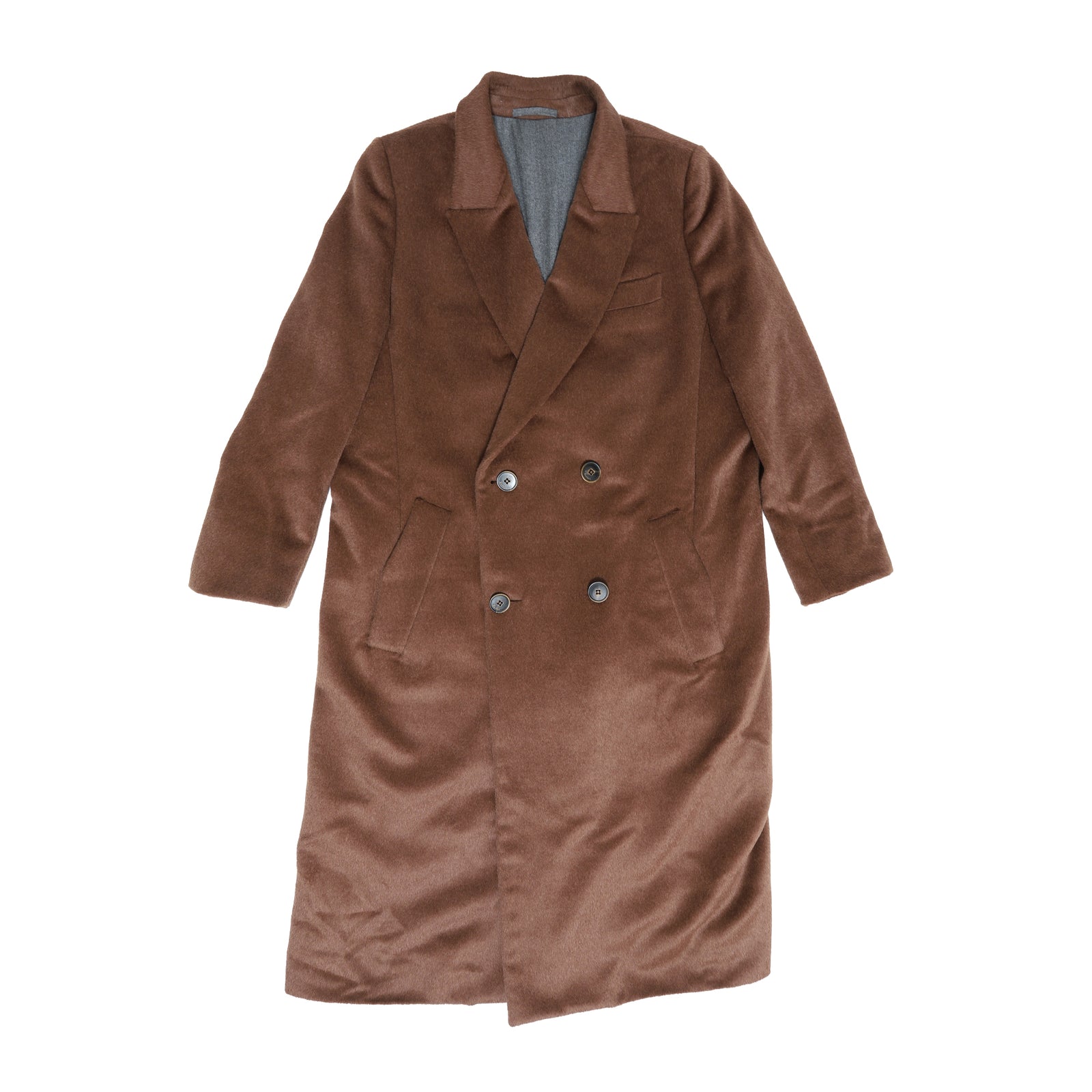 Berluti by Sartori Double Breasted Brown Baby Lama Hair Coat