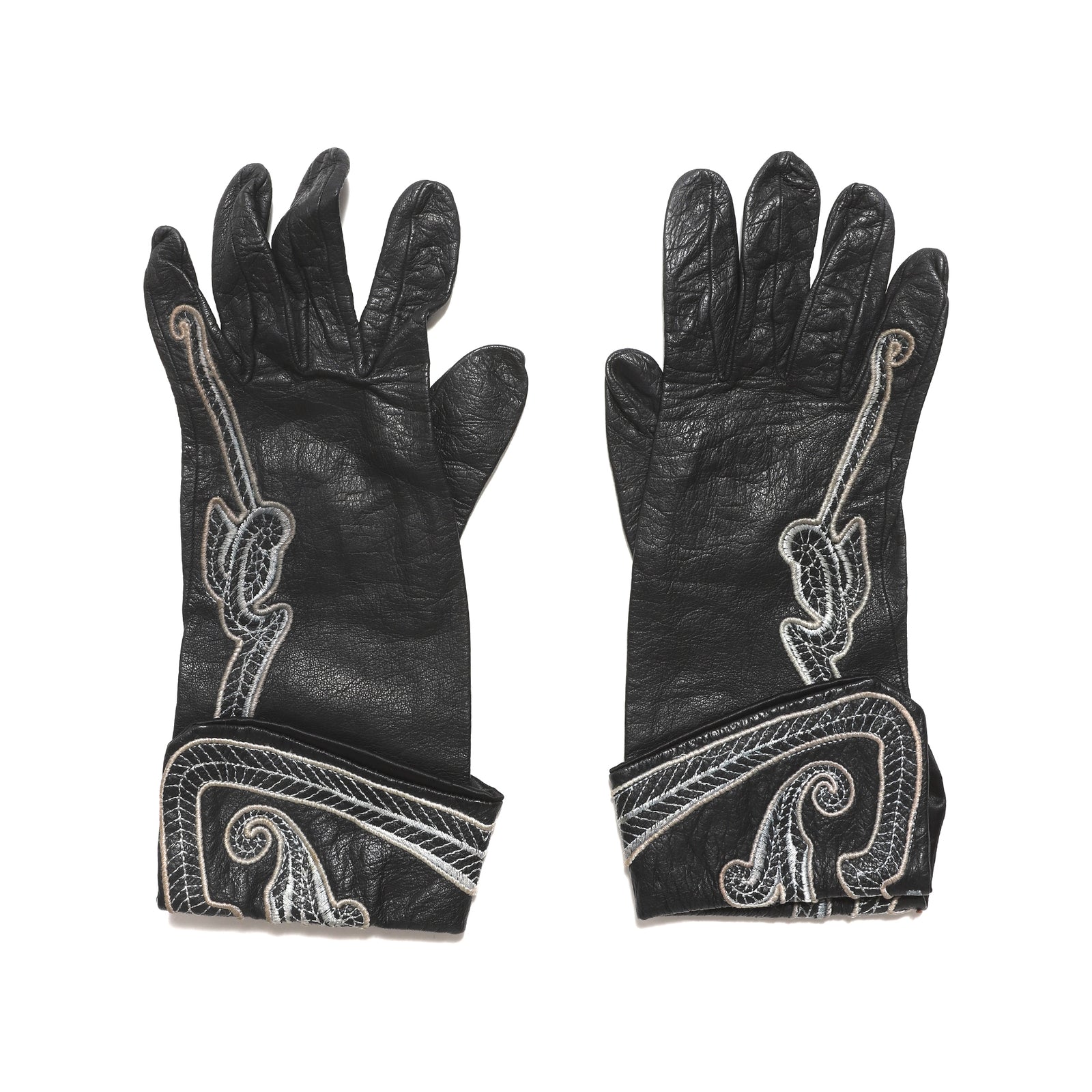 Gianni Versace 80s Embroidered Leather Gloves