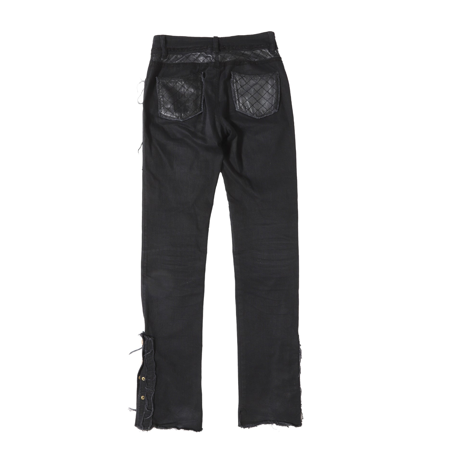 Chanel Black Leather Patchwork Distressed Denim - Ākaibu Store