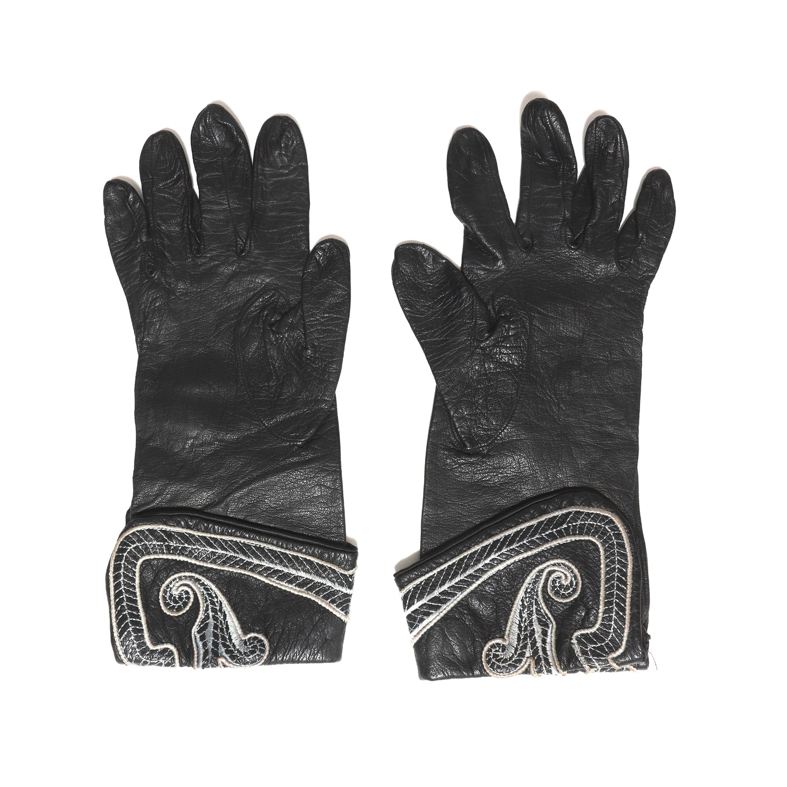 Gianni Versace 80s Embroidered Leather Gloves