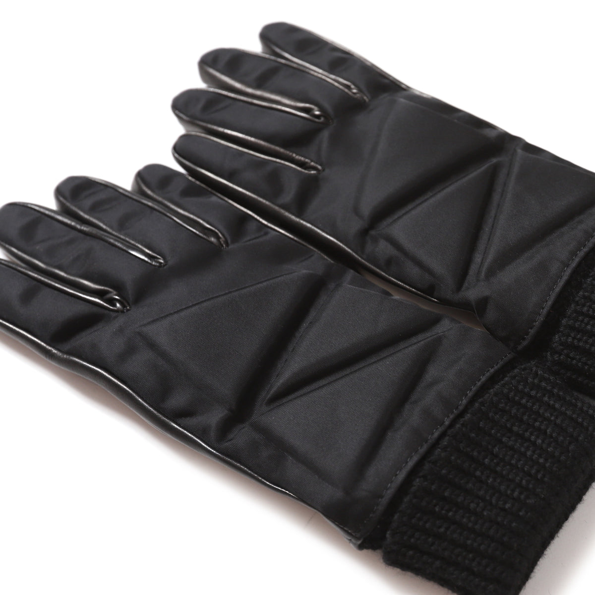 Bottega Veneta AW19 Leather-Trimmed Nylon Gloves