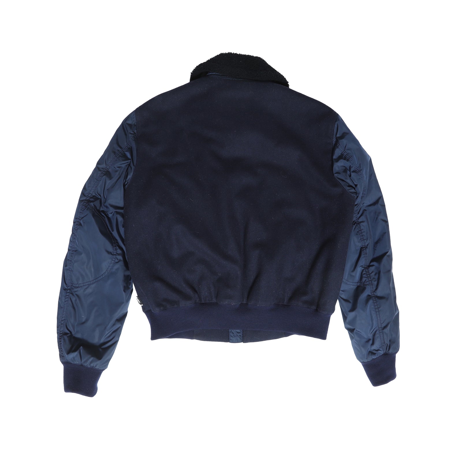 Prada Early 2000s Aviator Wool Bomber With Nylon Sleeves