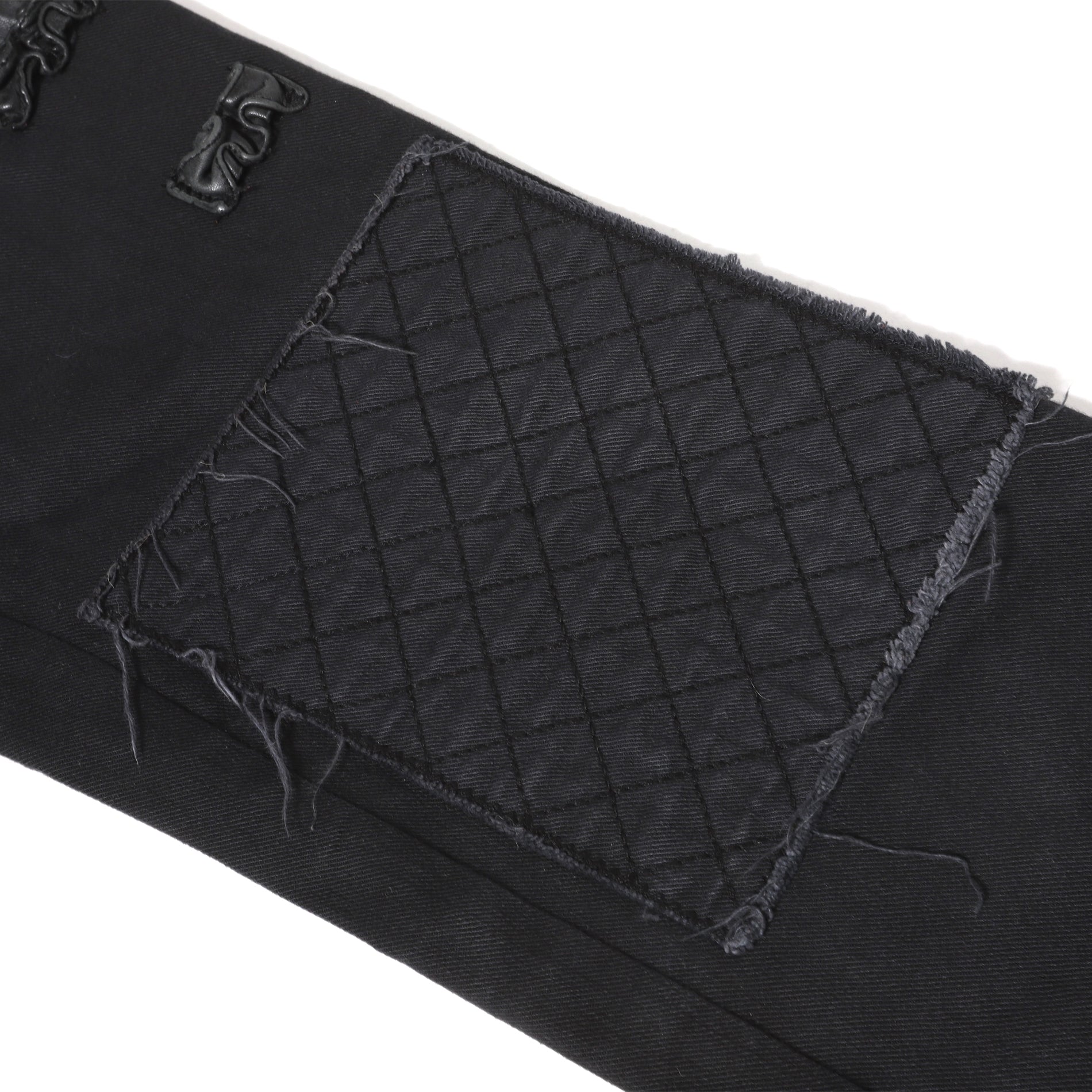 Chanel Black Leather Patchwork Distressed Denim