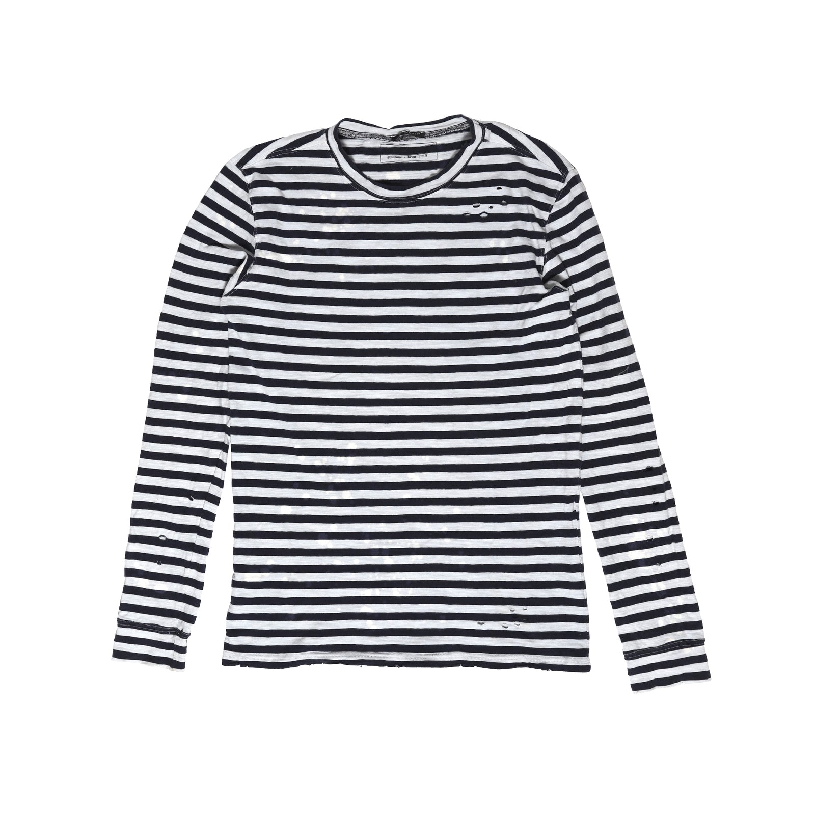 Balmain FW10 Striped Distressed Bleached Longsleeve