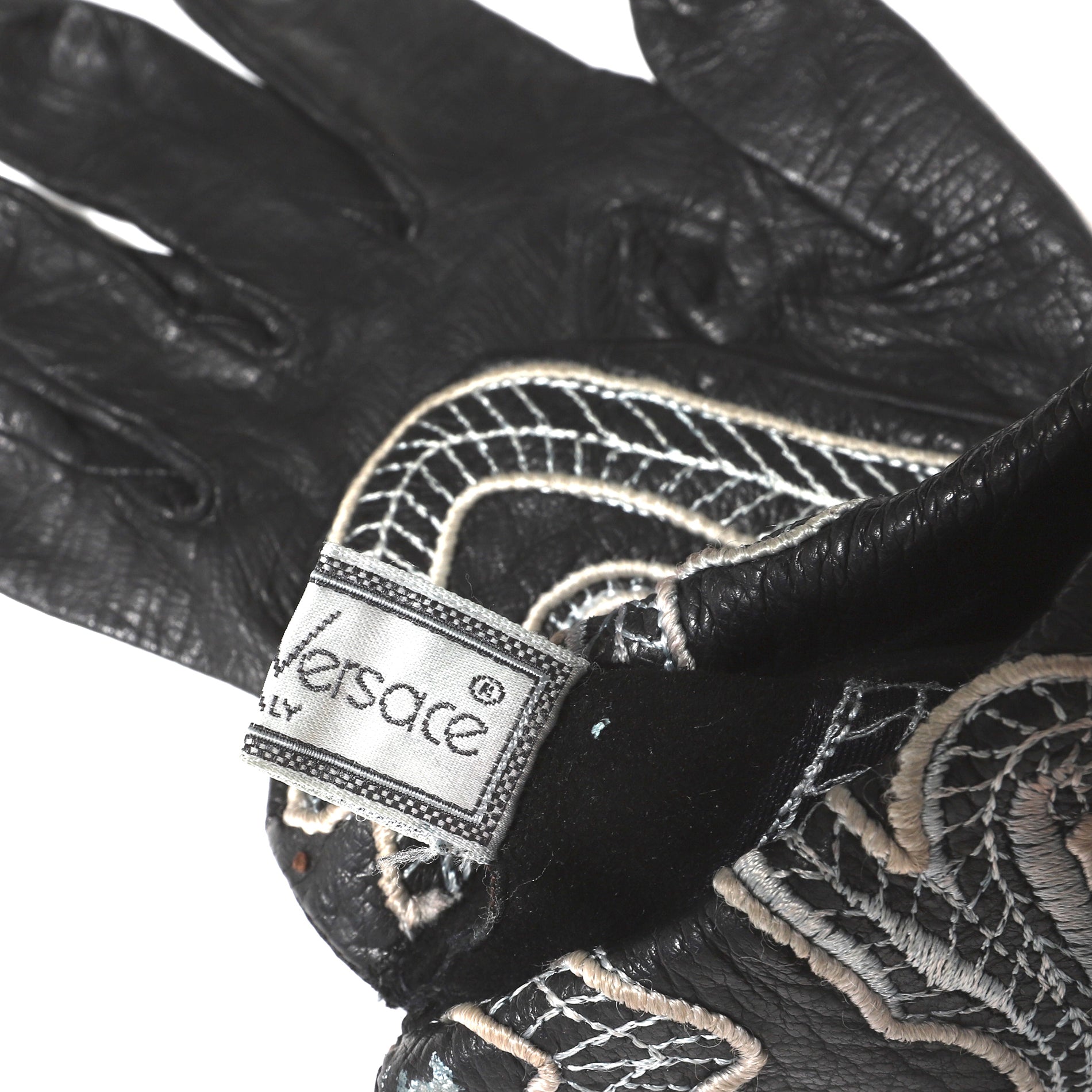 handschuhe versace Gianni Versace 80s Embroidered Leather Gloves
