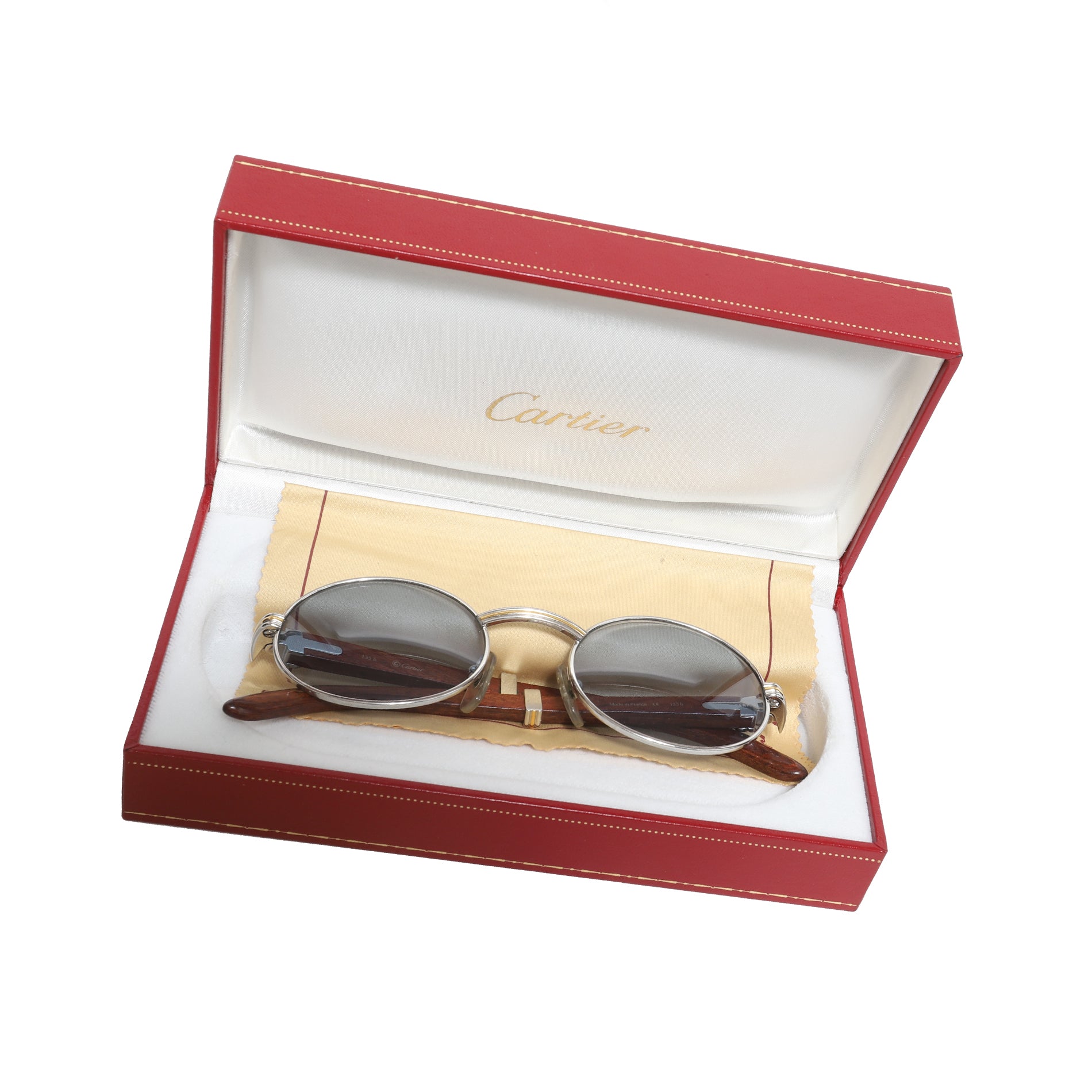 Cartier 90s Giverny Gold Palisander Rosewood Glasses 49-20