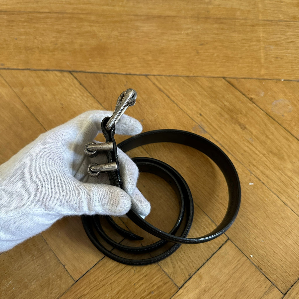 Chrome Hearts Sterling Silver Roller Leather Belt