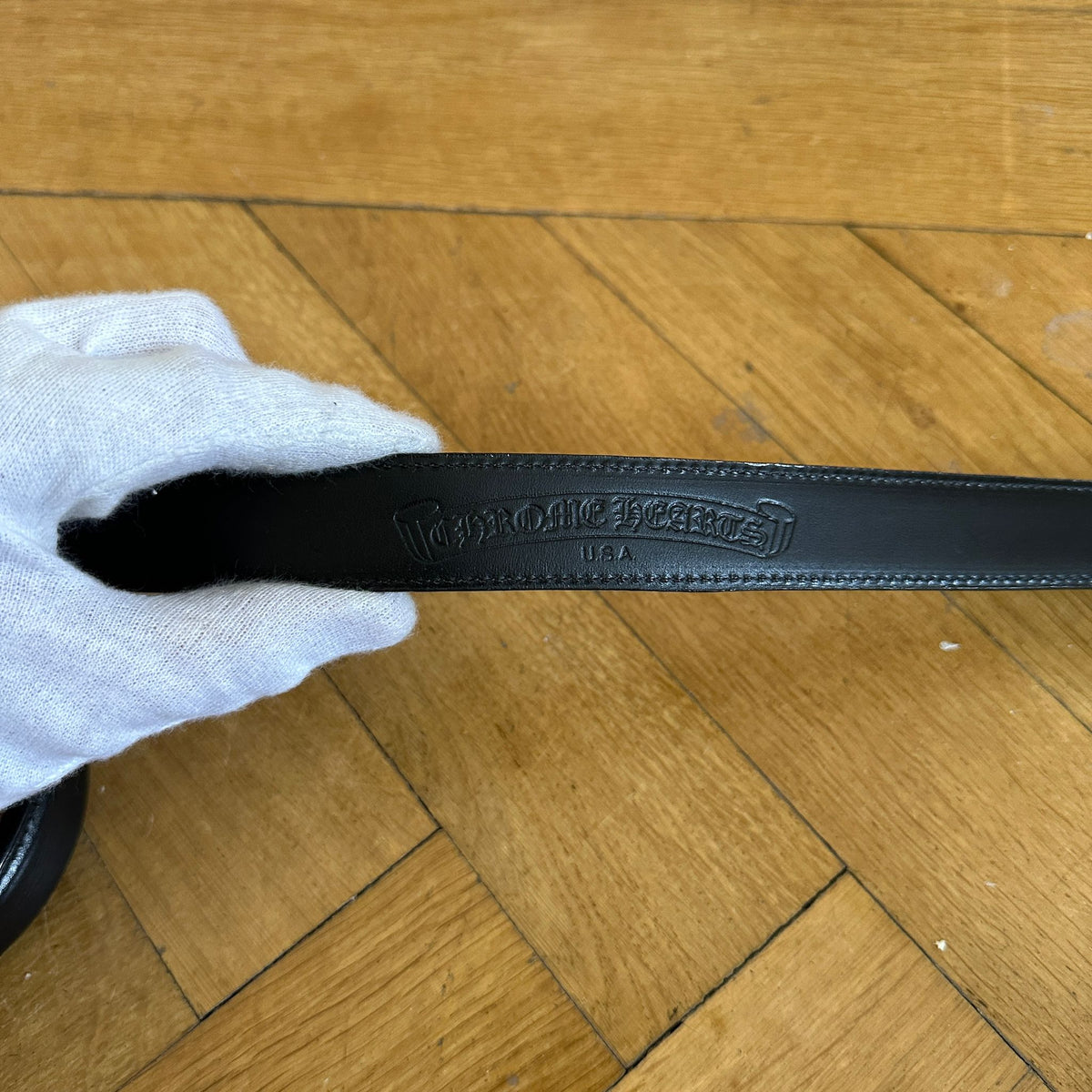 Chrome Hearts Sterling Silver Roller Leather Belt