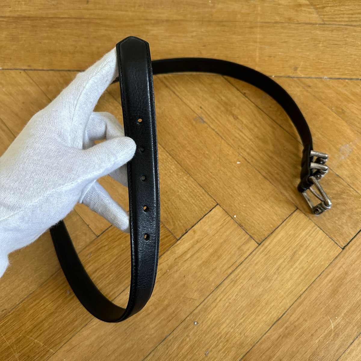 Chrome Hearts Sterling Silver Roller Leather Belt
