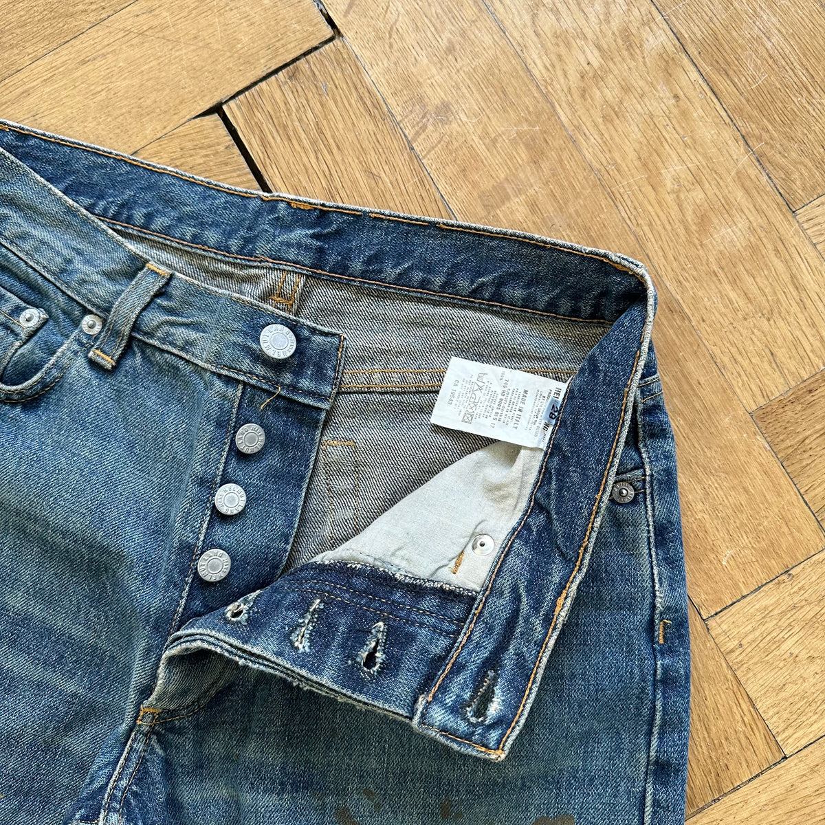 Helmut Lang 1999 Gold Painter Denim