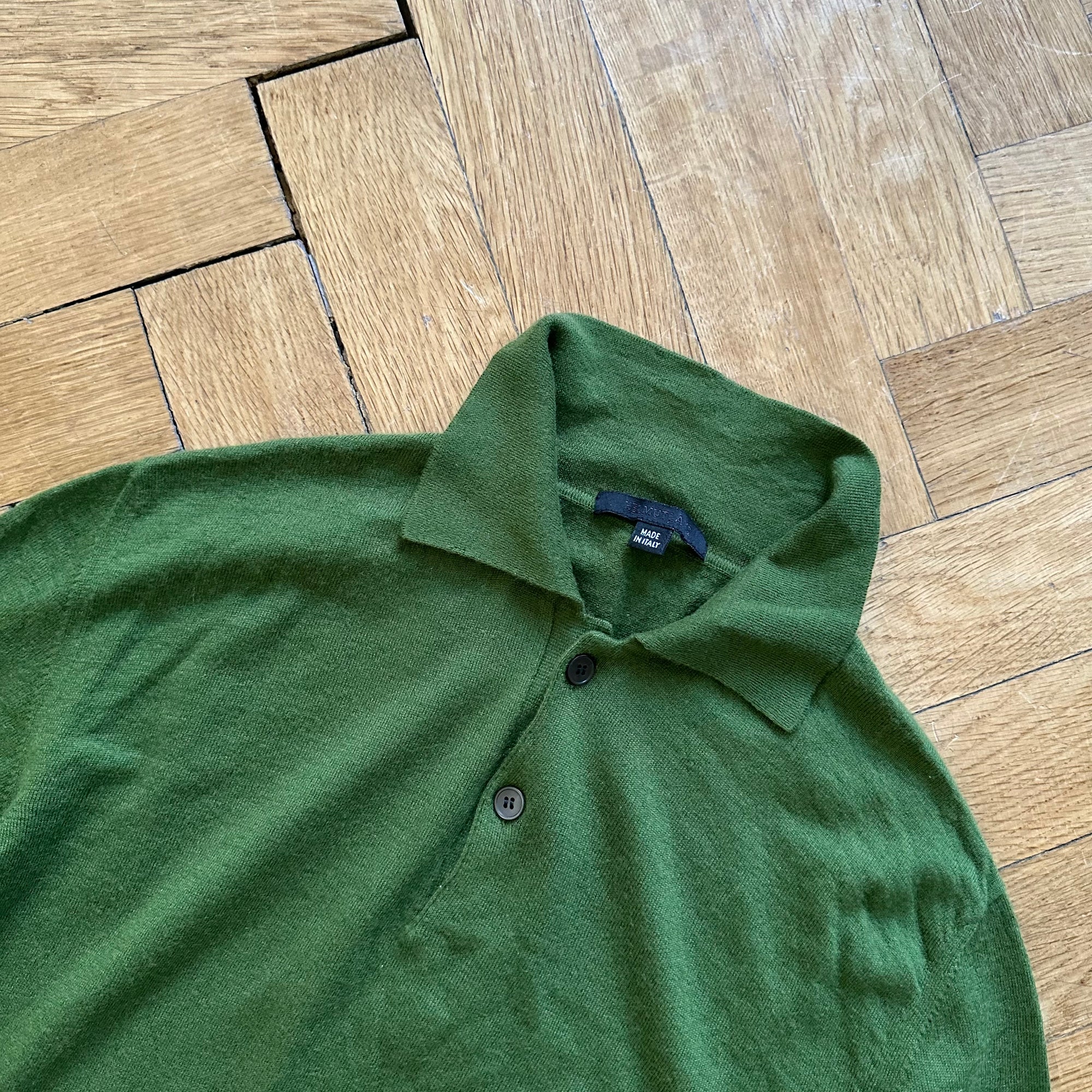 Helmut Lang FW03 Cashmere Longsleeve Polo With Bondage Straps