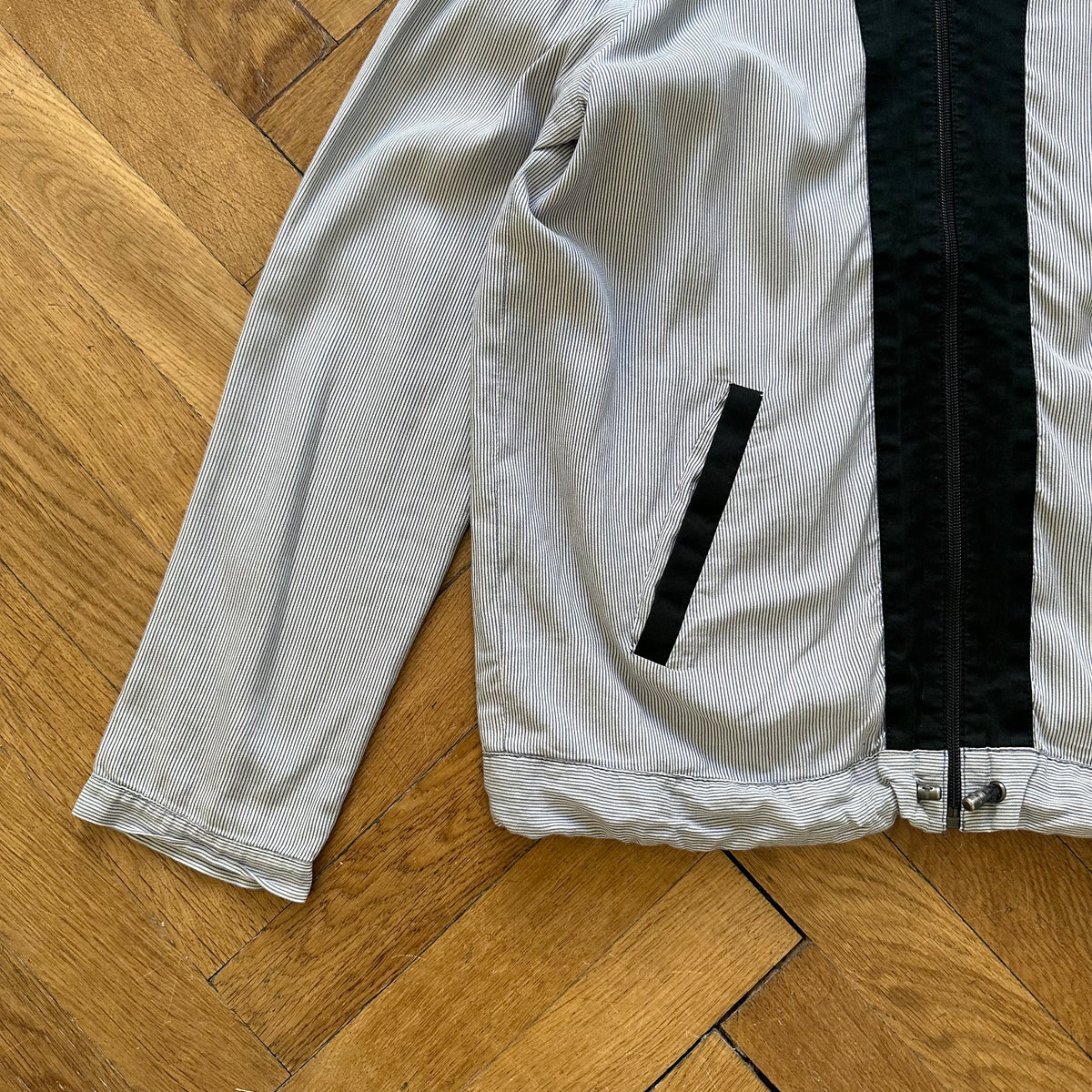 Balenciaga by Nicolas Ghesquiere Striped Paneled Fullzip Hoodie