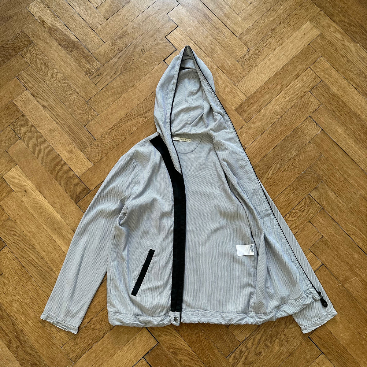 Balenciaga by Nicolas Ghesquiere Striped Paneled Fullzip Hoodie