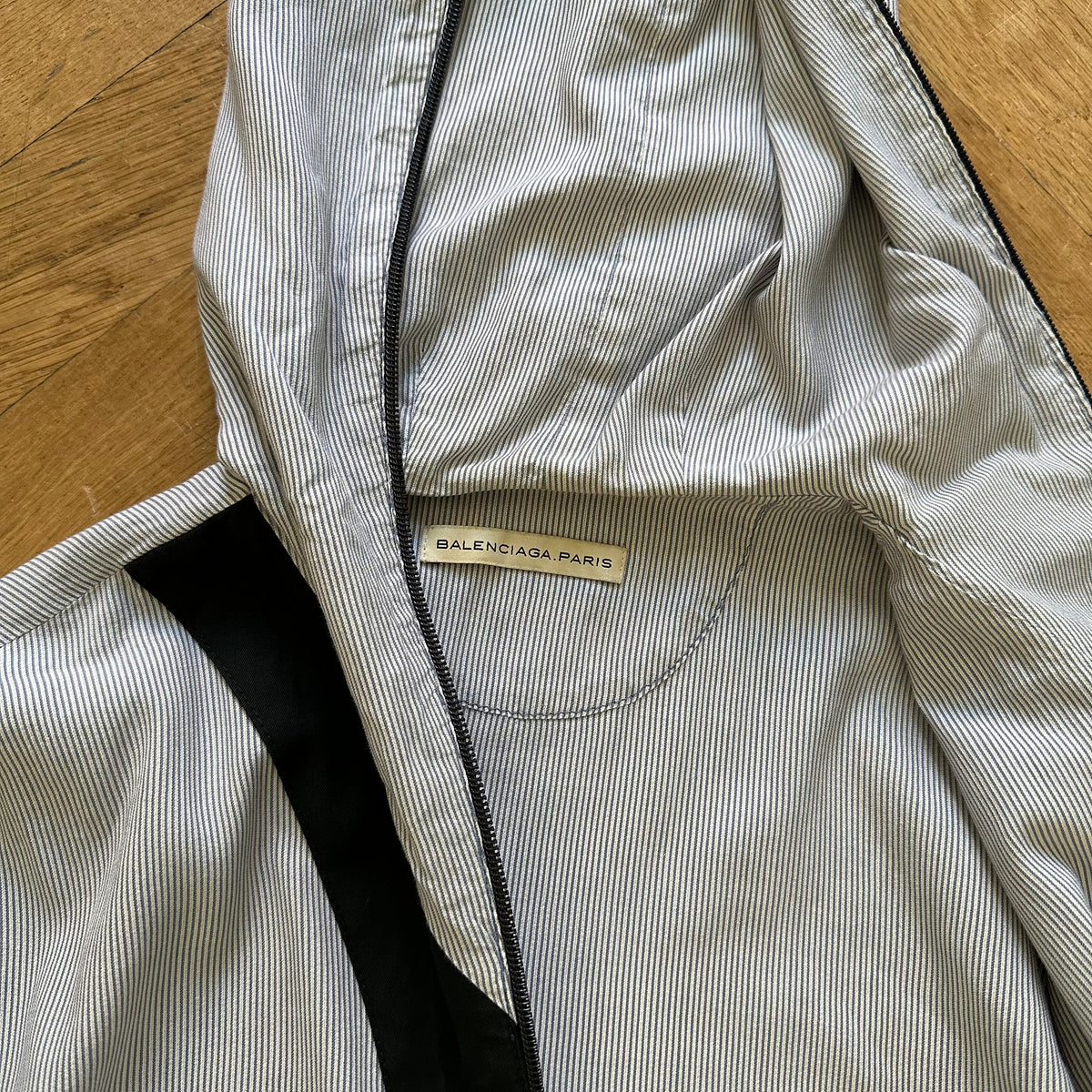 Balenciaga by Nicolas Ghesquiere Striped Paneled Fullzip Hoodie