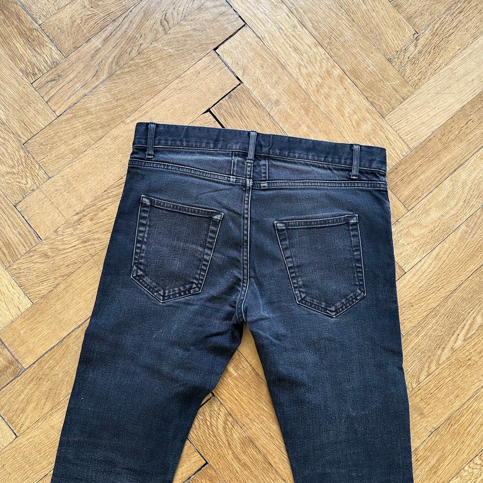 Saint Laurent SS15 Washed Black Raw Hem Denim