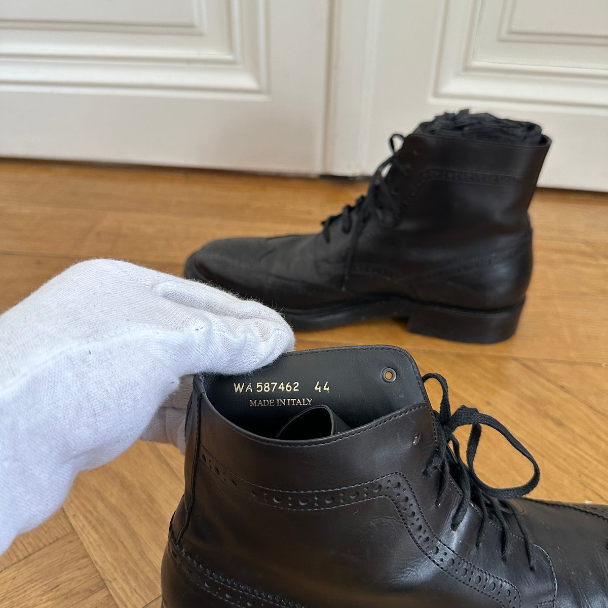Saint Laurent Paris Black Leather Ranger Boots