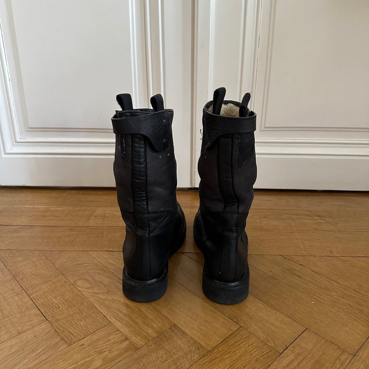 Rick Owens FW13 Black Shearling Lamb Boots