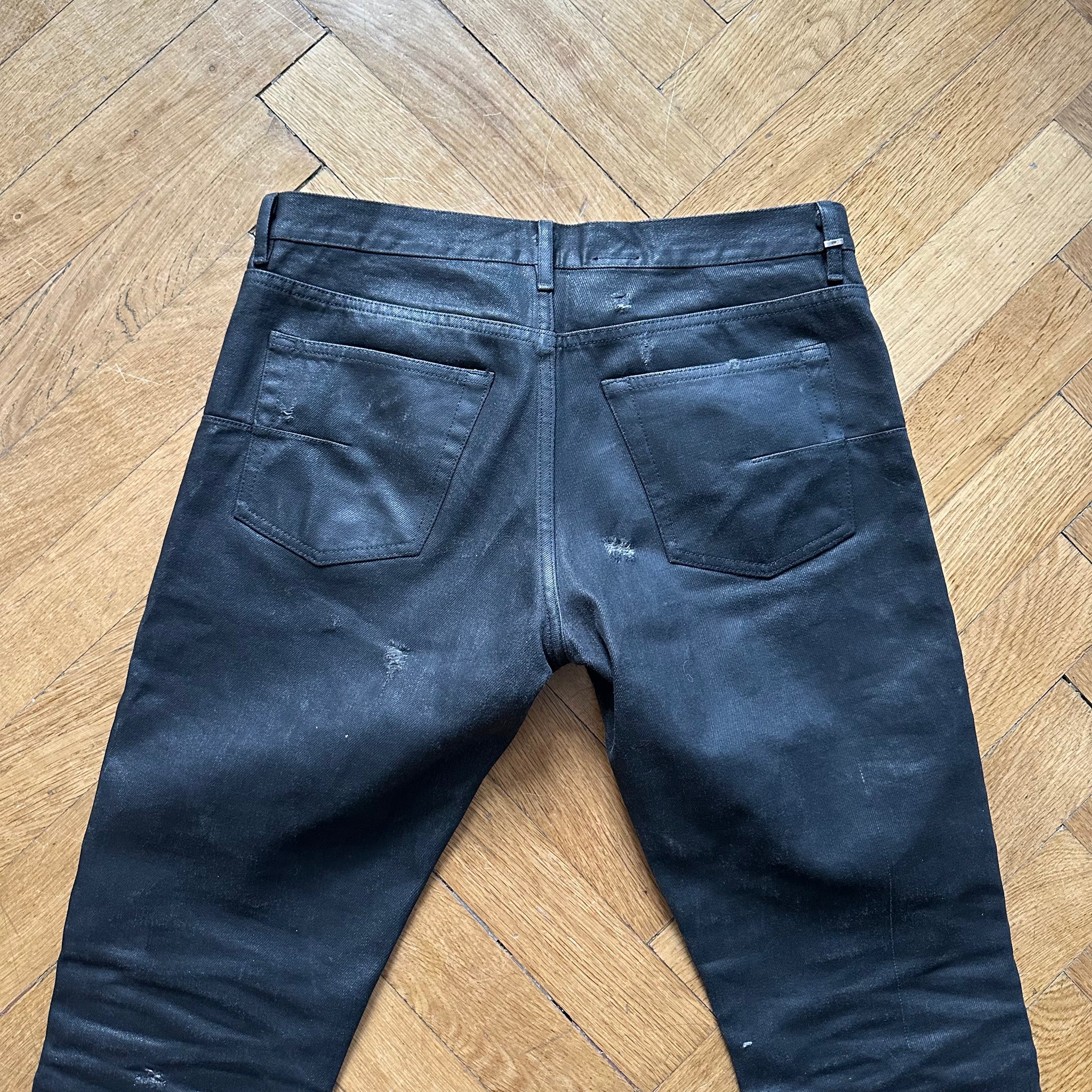 Dior Homme SS04 Strip Waxed Destroyed Denim - Ākaibu Store Dior Homme SS04 Strip Waxed Destroyed Denim - Ākaibu Store