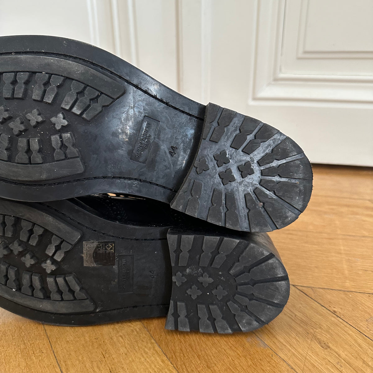 Saint Laurent Paris Black Leather Ranger Boots