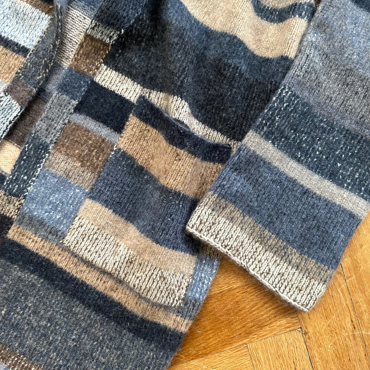 The Elder Statesman Striped Cashmere Belted Shawl Collar Coat