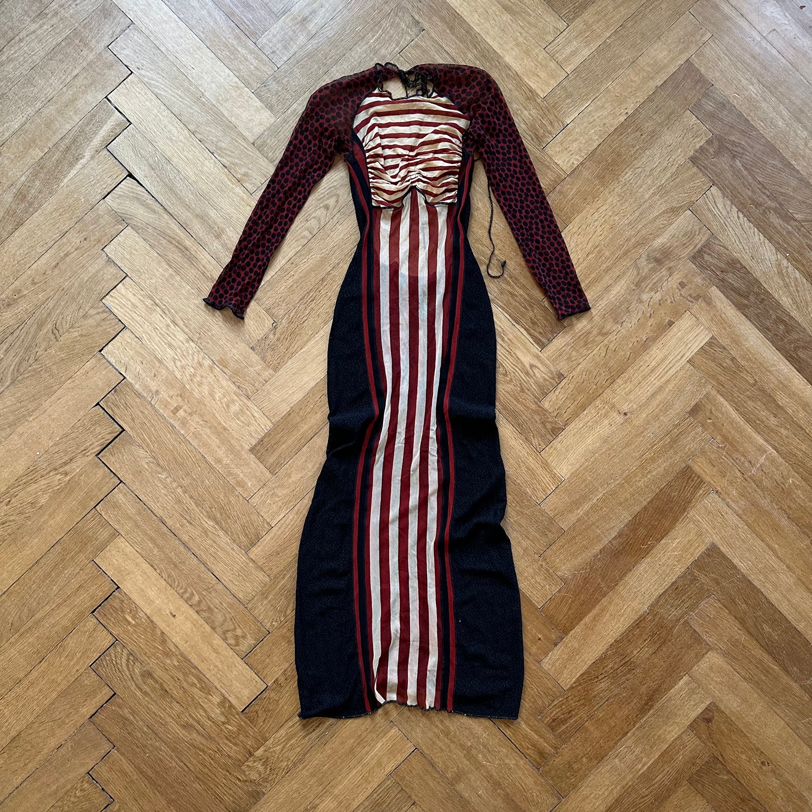 Jean Paul Gaultier SS96 Patchwork Cyber Baba Mesh Dress