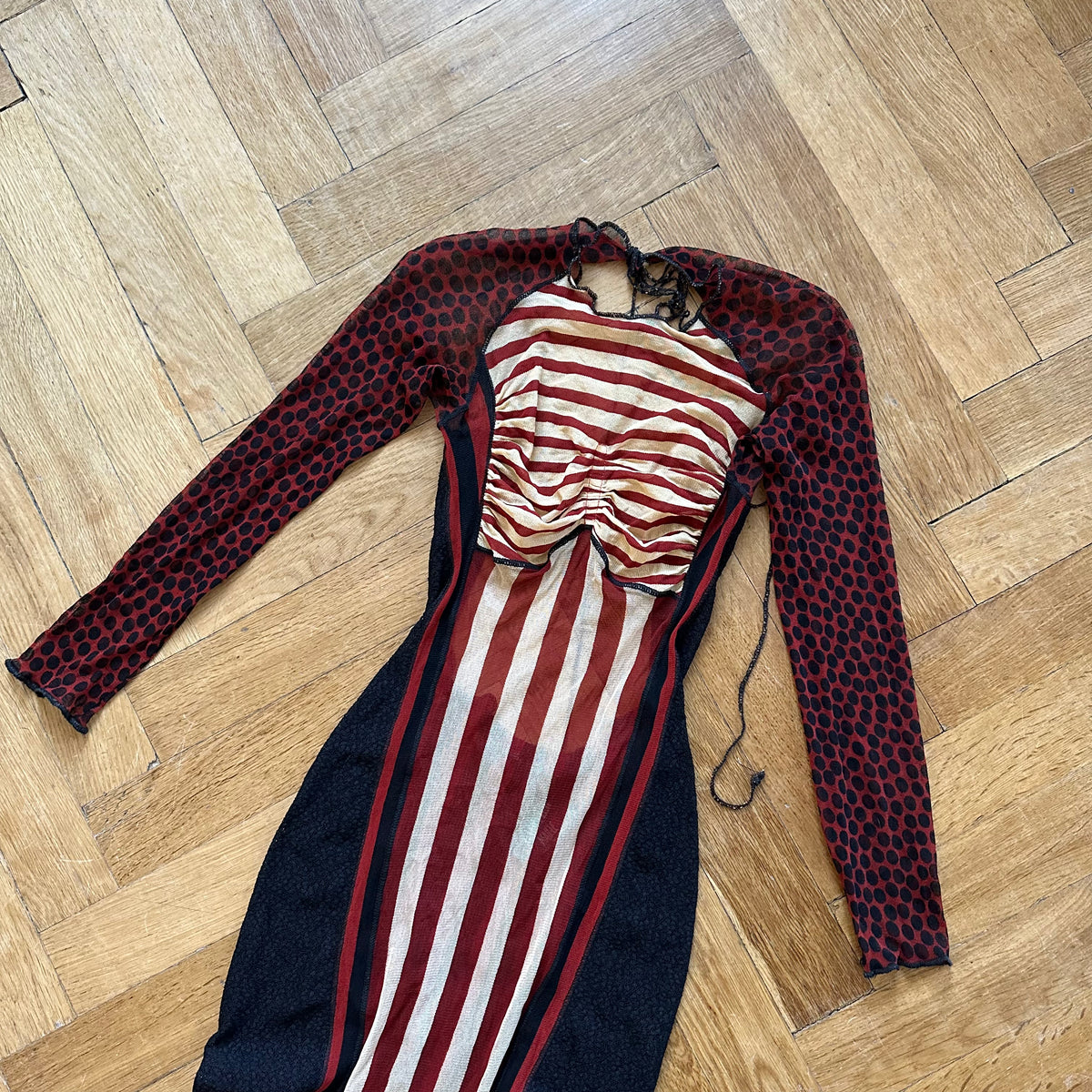 Jean Paul Gaultier SS96 Patchwork Cyber Baba Mesh Dress