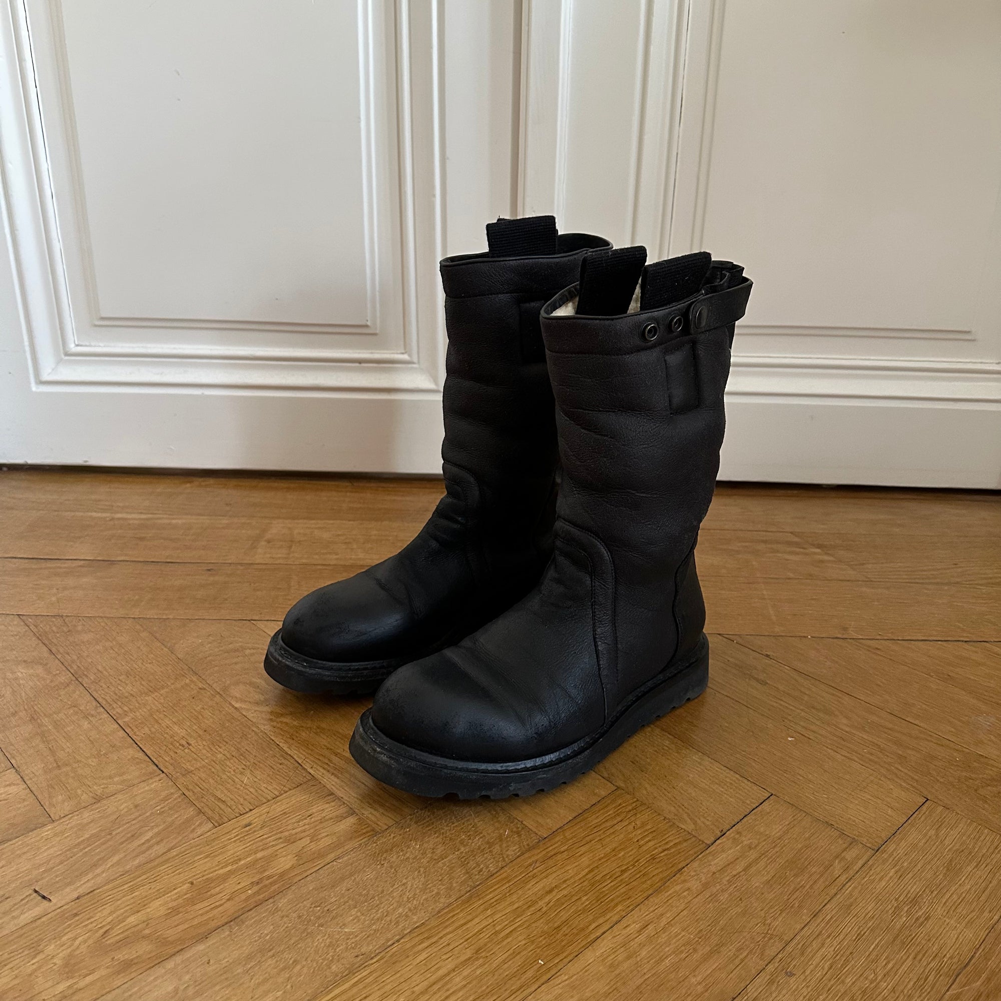 Rick Owens FW13 Black Shearling Lamb Boots