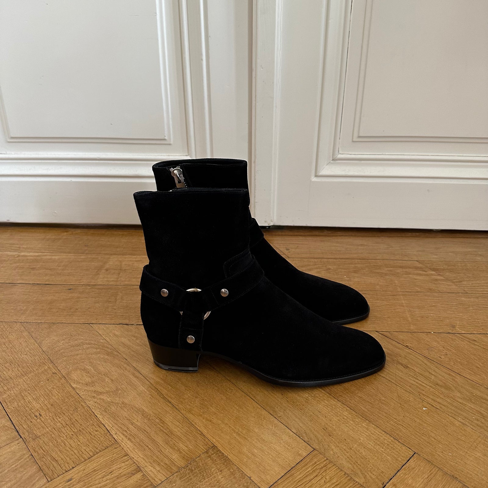 Saint Laurent Paris FW13 Black Suede Harness Wyatts