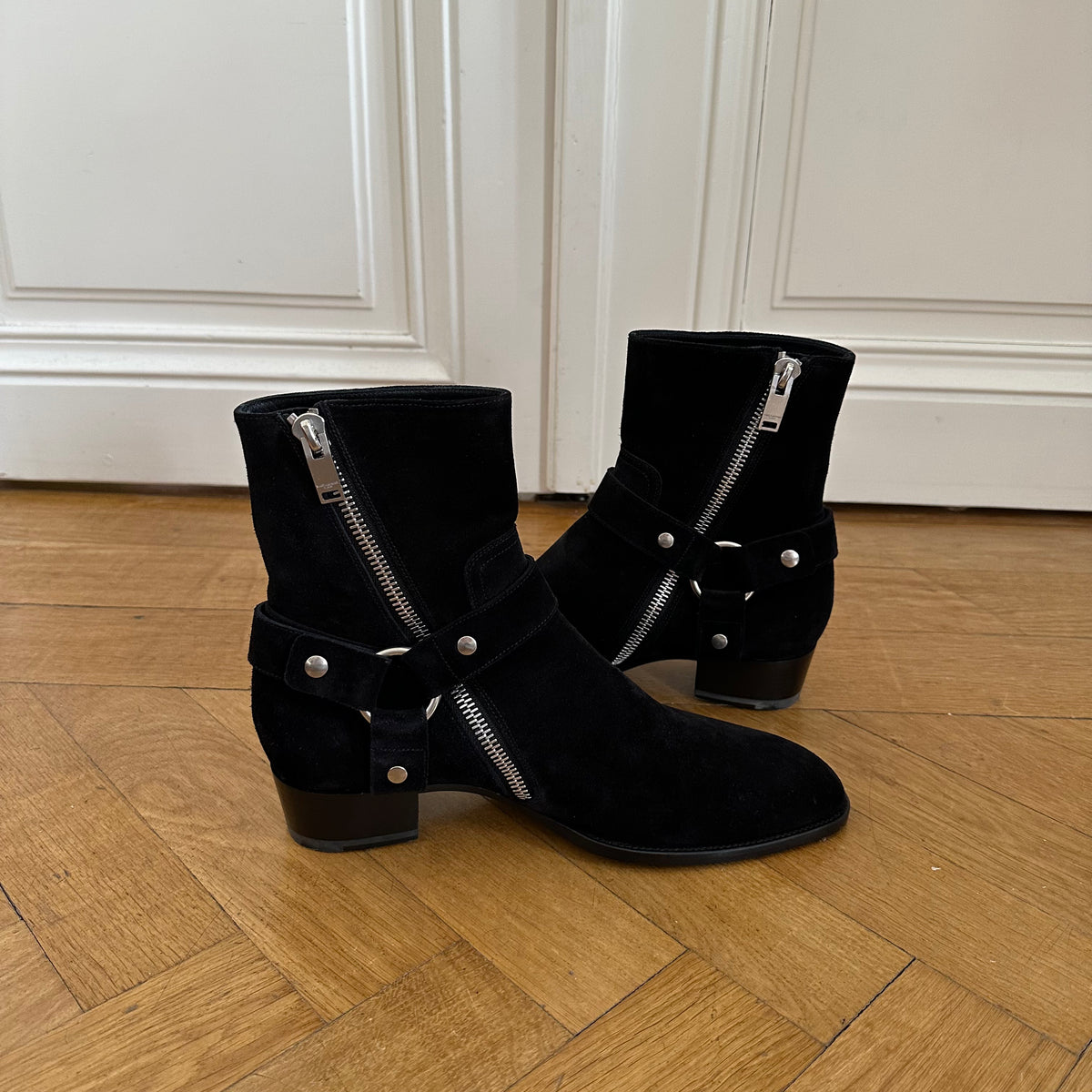 Saint Laurent Paris FW13 Black Suede Harness Wyatts