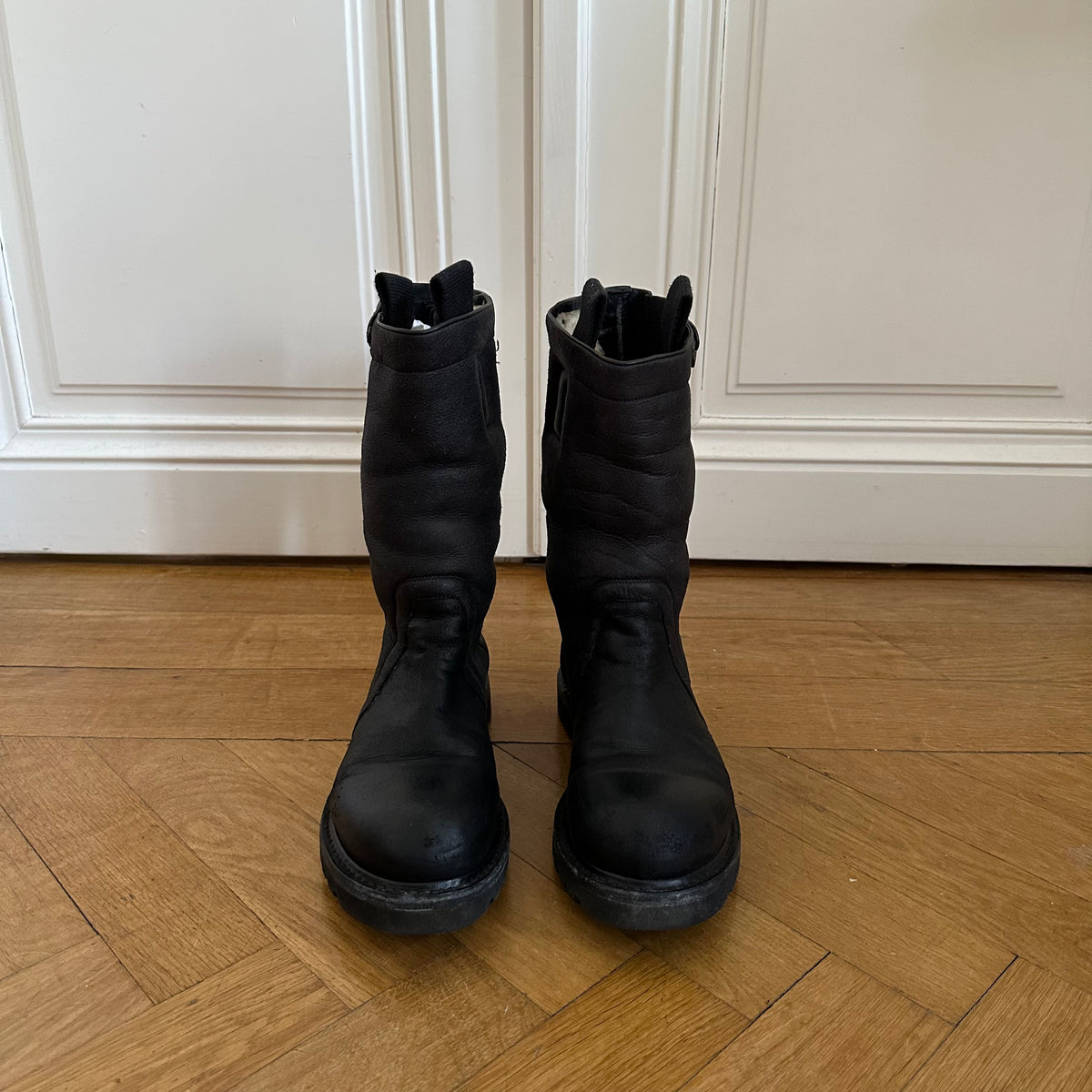 Rick Owens FW13 Black Shearling Lamb Boots