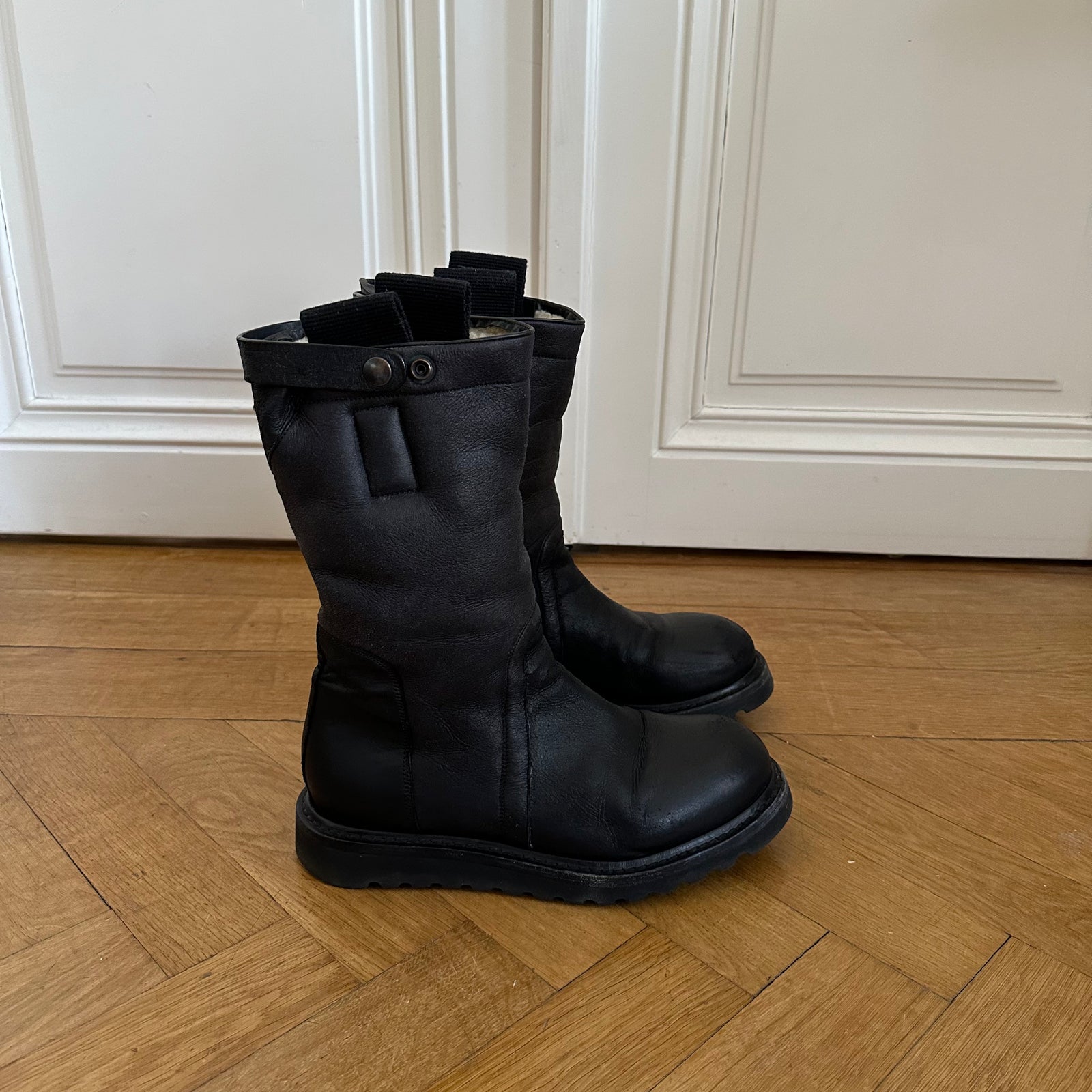 Rick Owens FW13 Black Shearling Lamb Boots