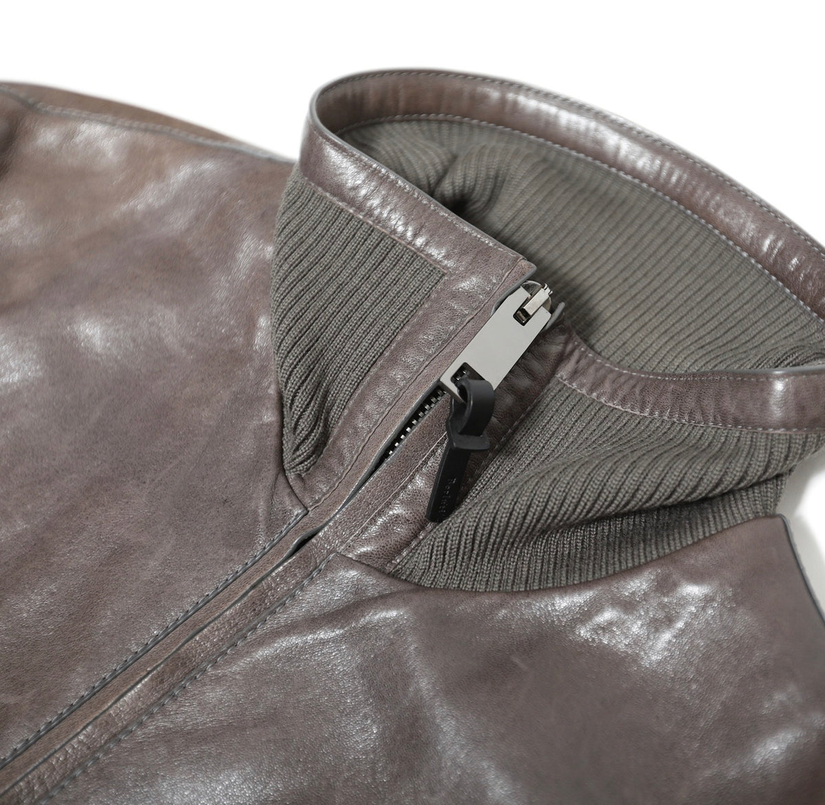 Berluti by Haider Ackermann SS18 Brown High Neck Leather Bomber