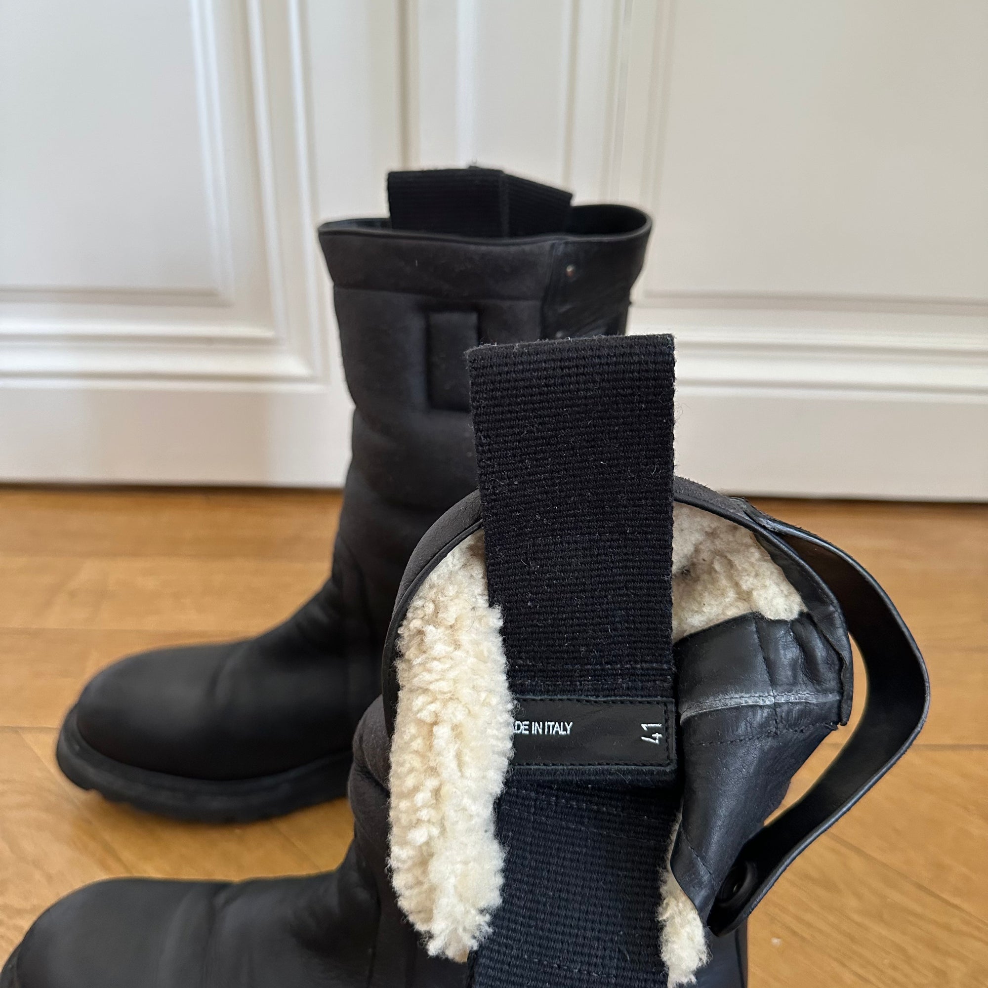 Rick Owens FW13 Black Shearling Lamb Boots