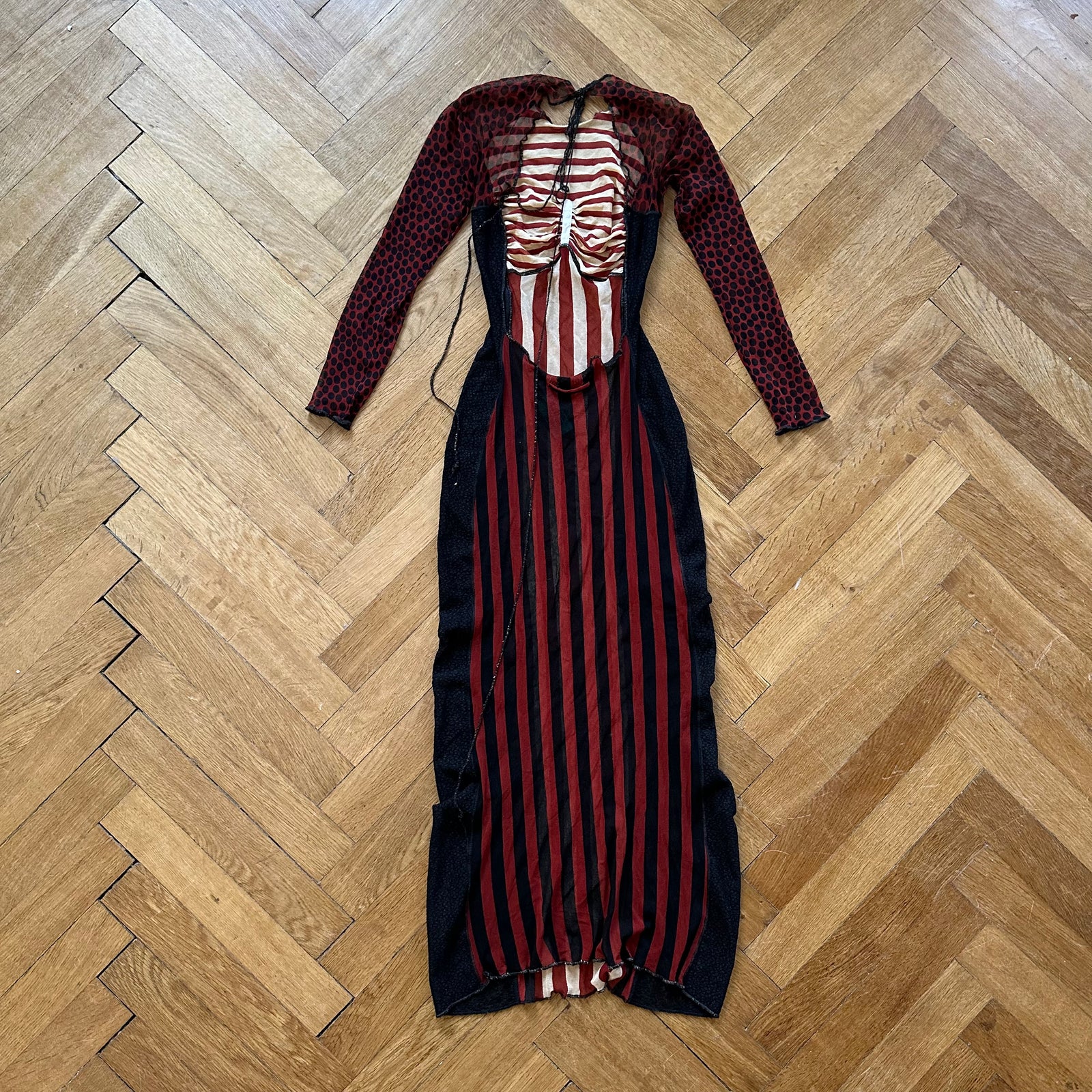 Jean Paul Gaultier SS96 Patchwork Cyber Baba Mesh Dress