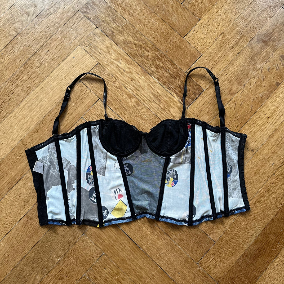 Christian Dior by John Galliano FW01 Miss Diorella Tromp L'oeil Denim Bustier