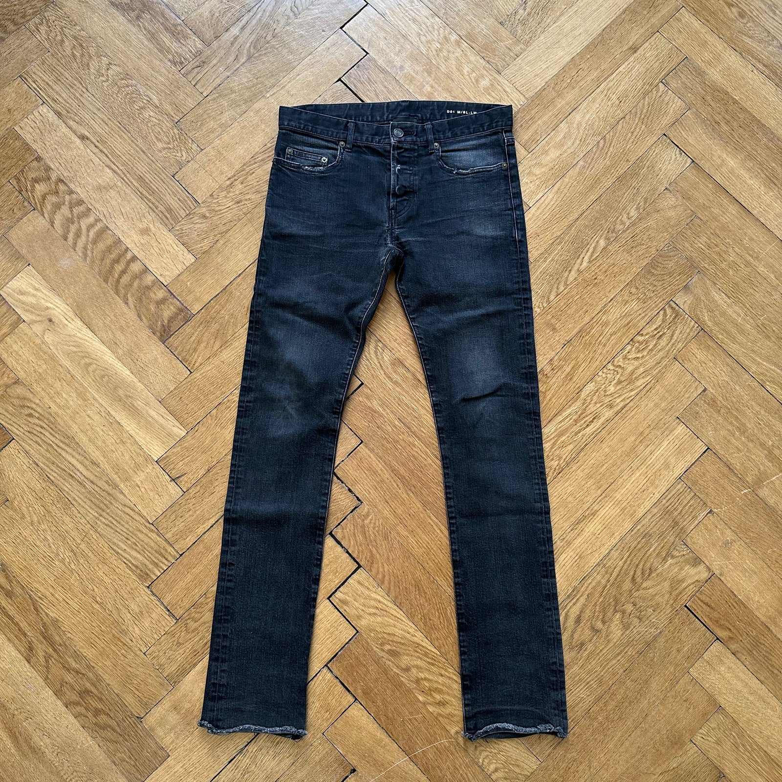 Saint Laurent SS15 Washed Black Raw Hem Denim
