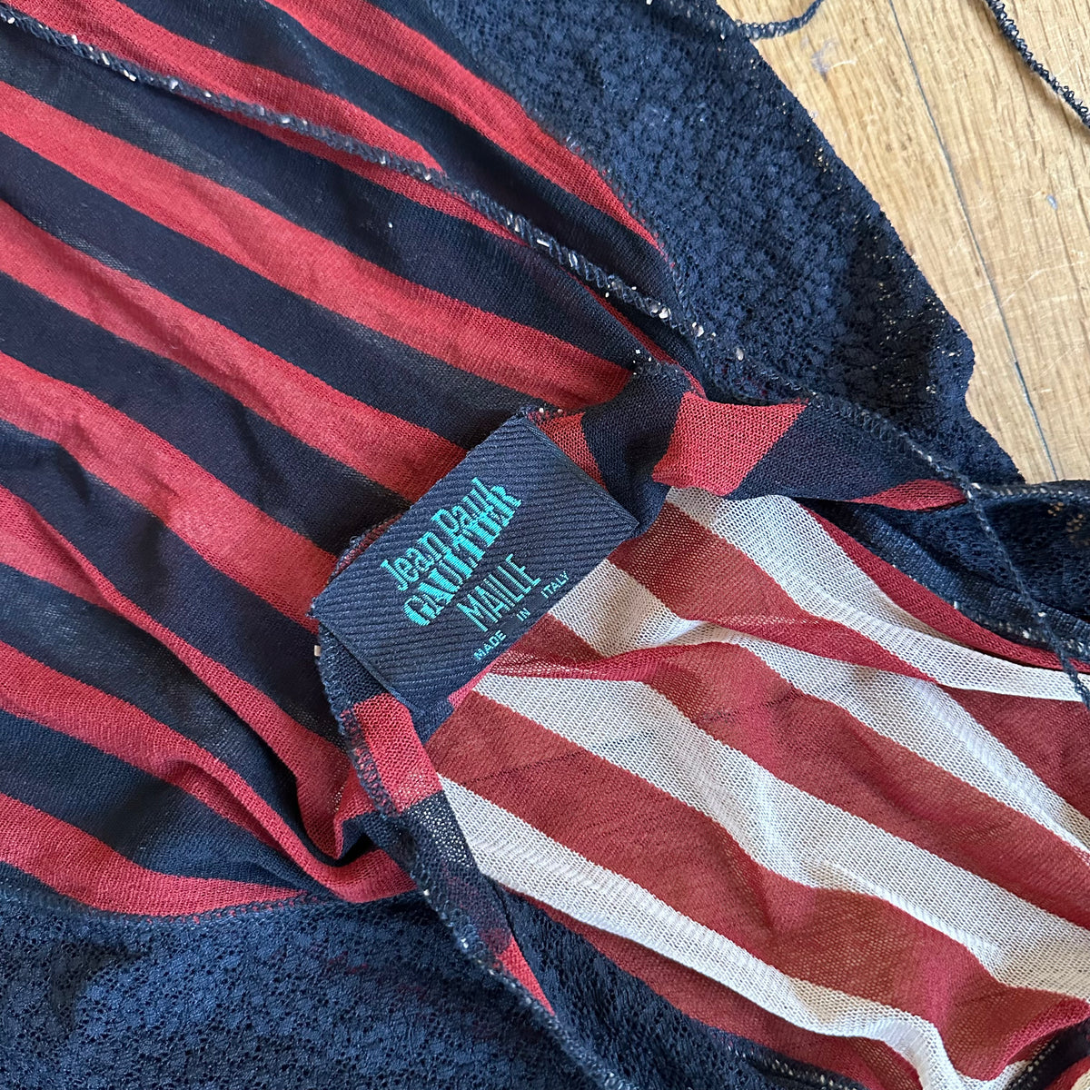 Jean Paul Gaultier SS96 Patchwork Cyber Baba Mesh Dress