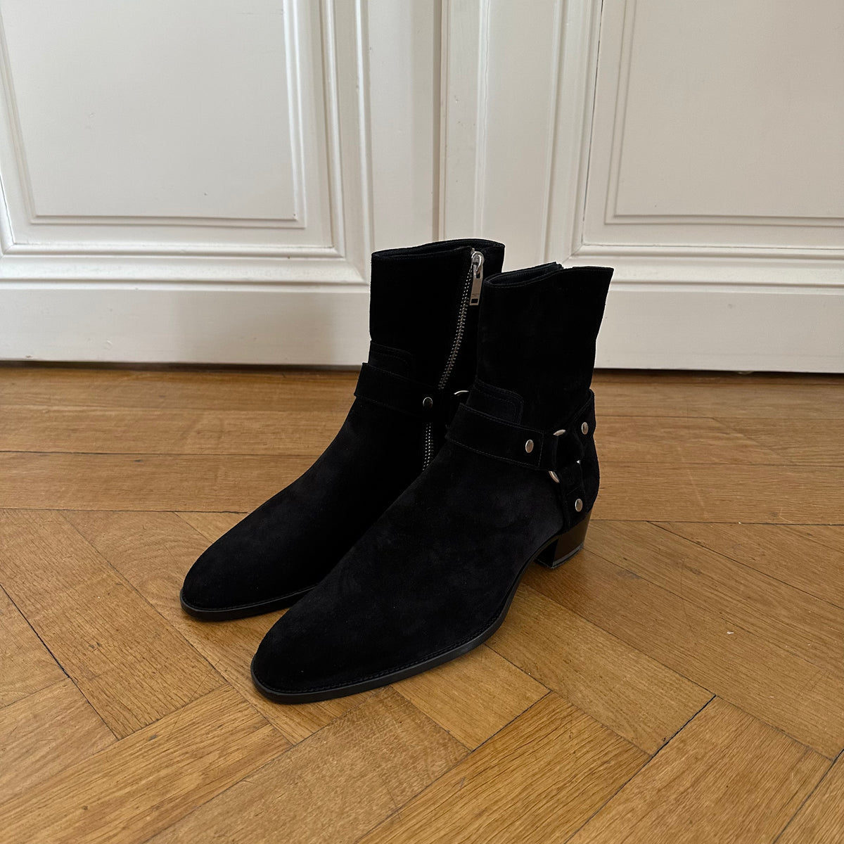 Saint Laurent Paris FW13 Black Suede Harness Wyatts