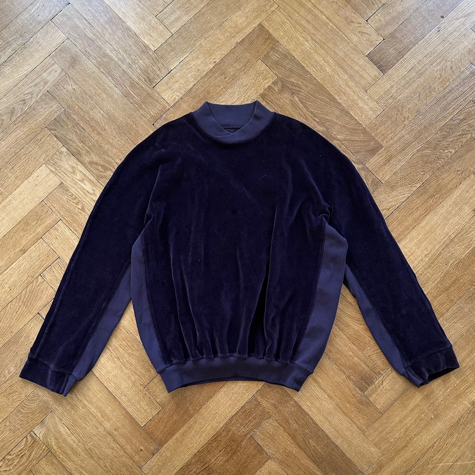 Haider Ackermann FW15 Purple Velour Kimono Collar Sweater