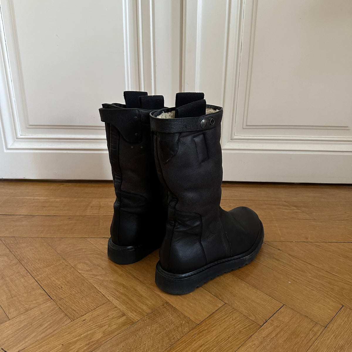 Rick Owens FW13 Black Shearling Lamb Boots