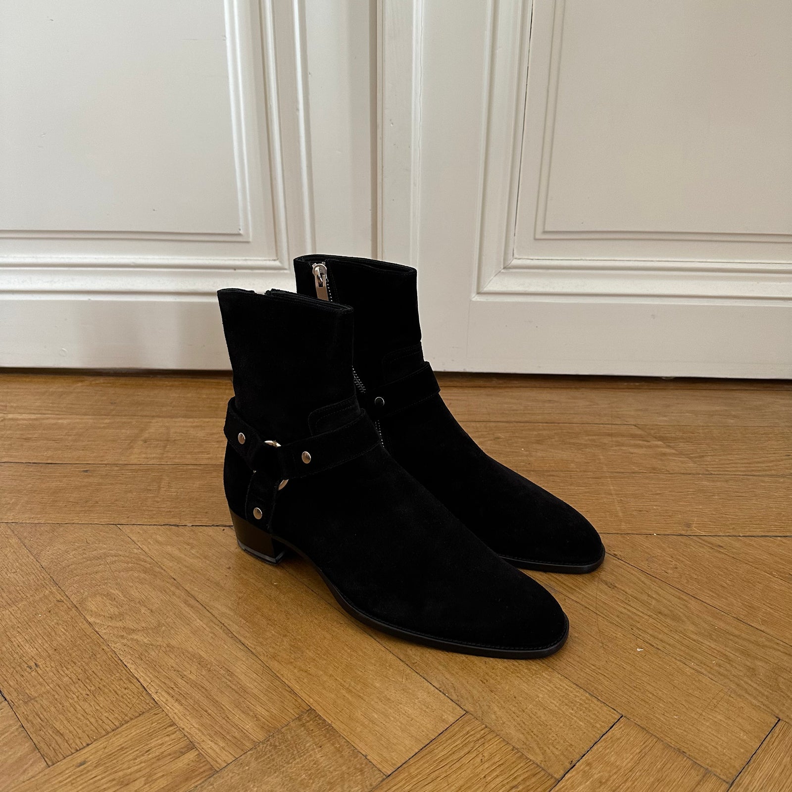 Saint Laurent Paris FW13 Black Suede Harness Wyatts