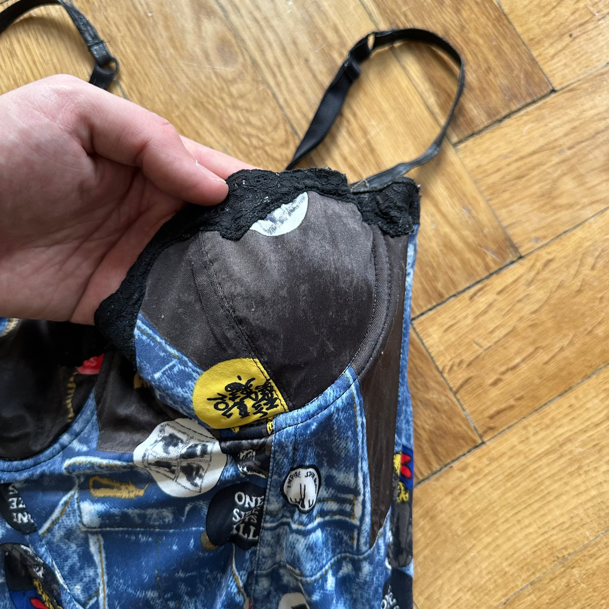 Christian Dior by John Galliano FW01 Miss Diorella Tromp L'oeil Denim Bustier
