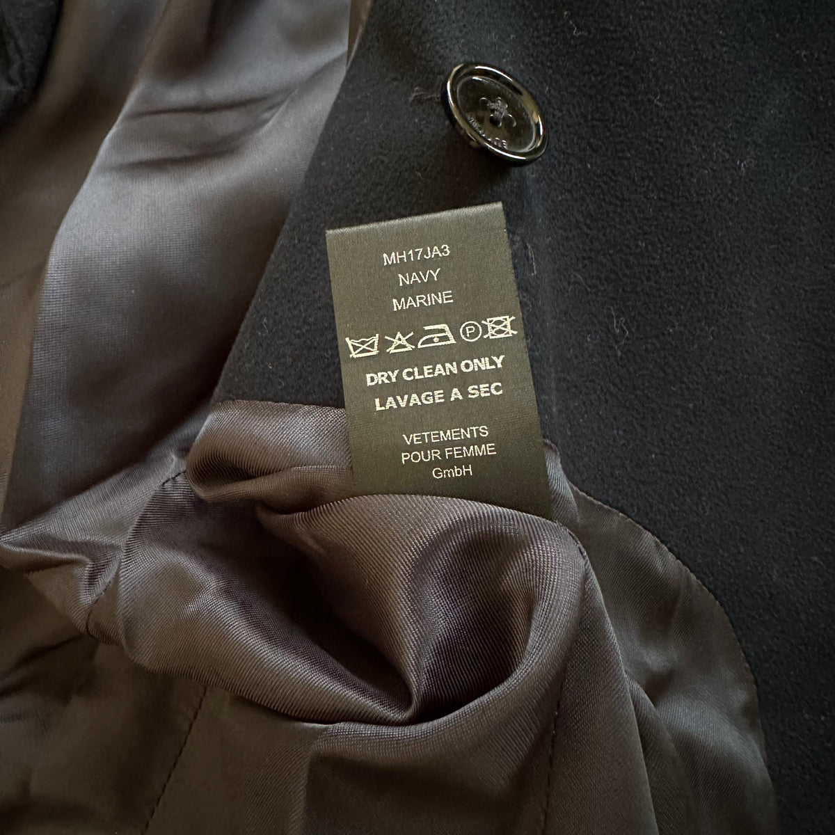 Vetements FW17 Oversized Moleskin Raw Hem Lettering Coat
