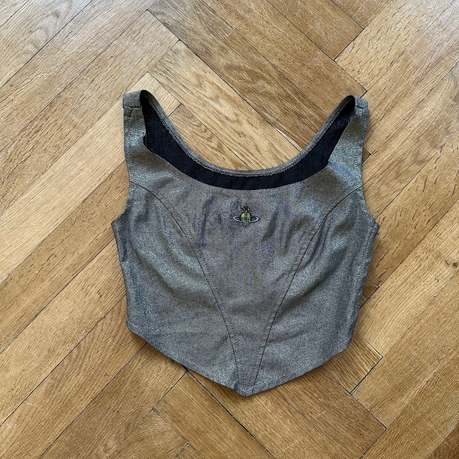 Vivienne Westwood 90s Gold Glitter Orb Bustier Top