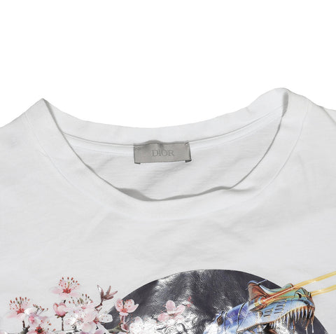 Dior x Hajime Sorayama white Dinosaur printed T-Shirt