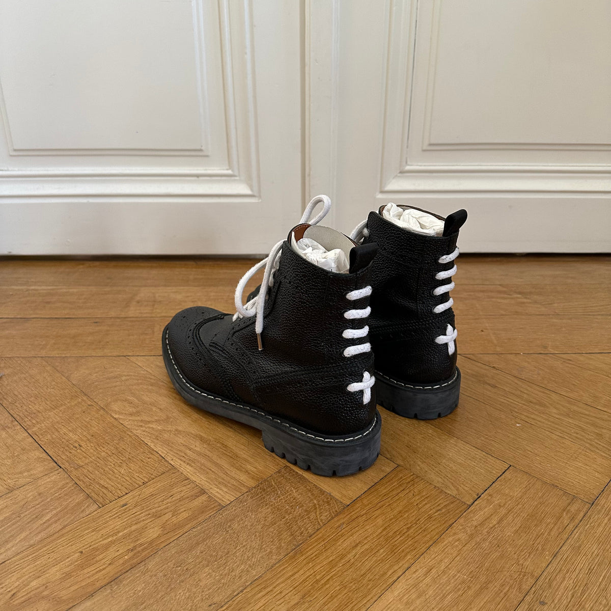 Givenchy SS15 Contrast Lace Commando Boots