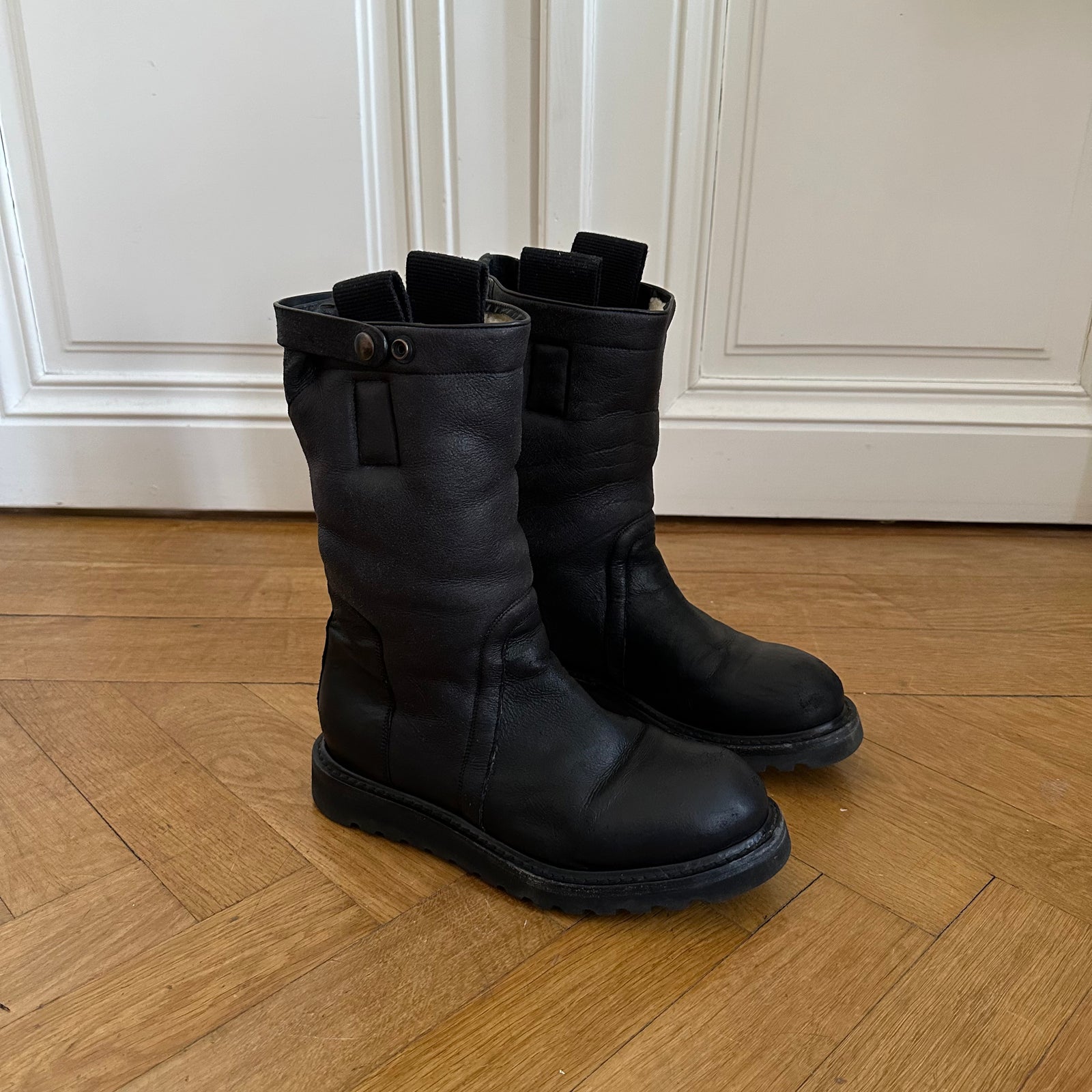 Rick Owens FW13 Black Shearling Lamb Boots