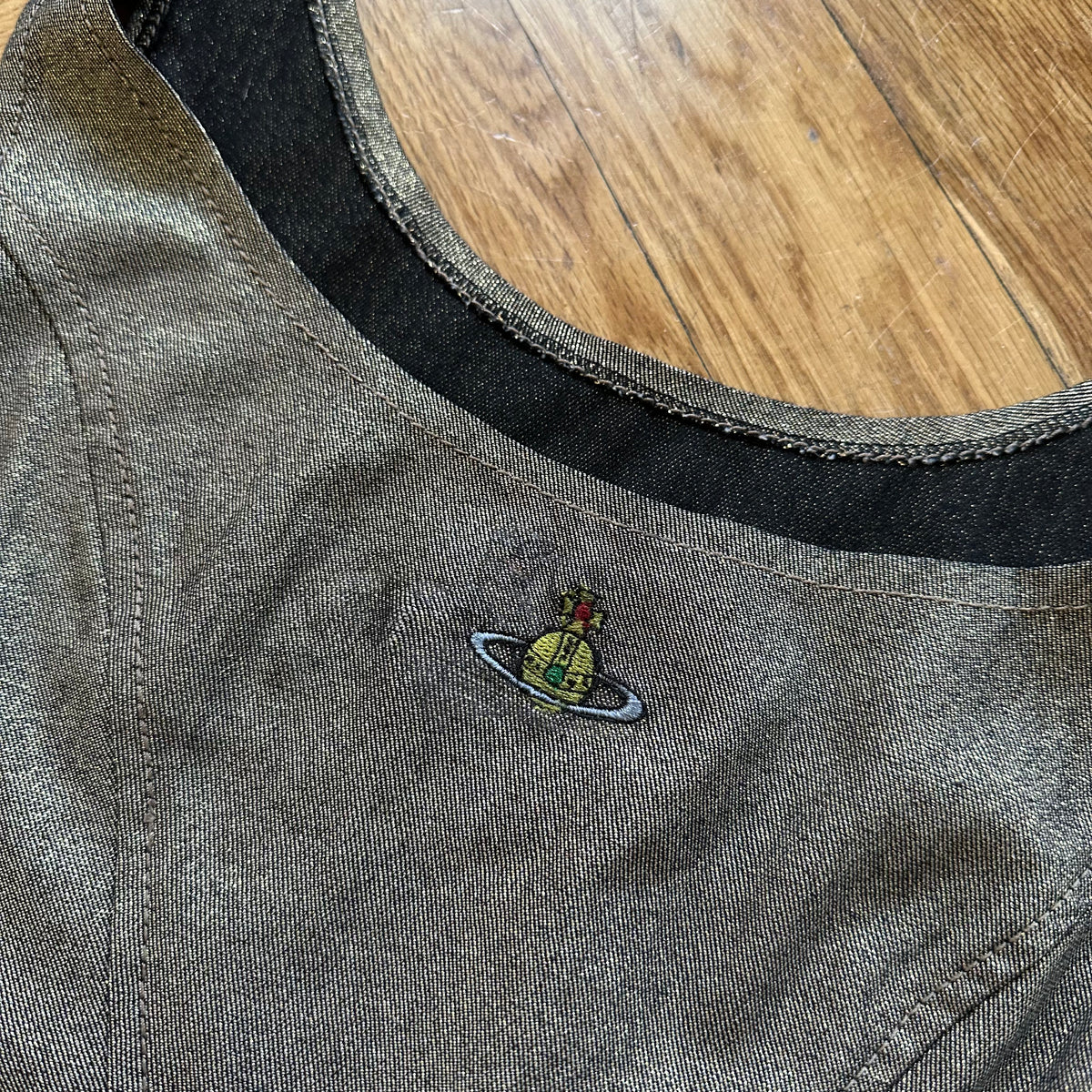 Vivienne Westwood 90s Gold Glitter Orb Bustier Top