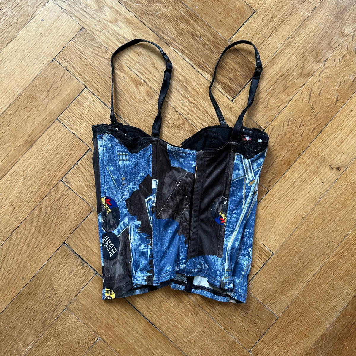 Christian Dior by John Galliano FW01 Miss Diorella Tromp L'oeil Denim Bustier